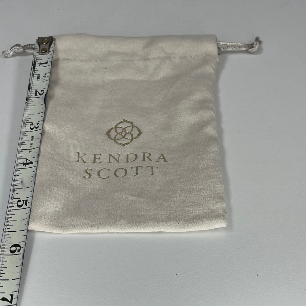 Kendra Scott Small Jewelry Pouch Cream Gold Logo Drawstring Dust Bag 4x5.5 - Picture 3 of 6